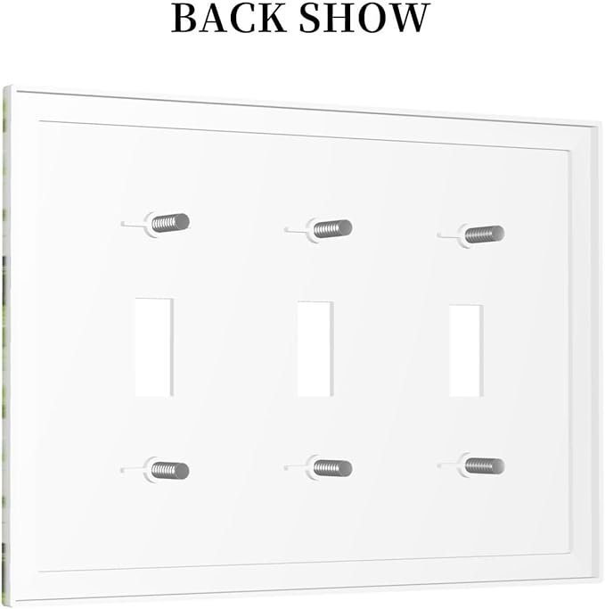 Green Leaves Spring Plant Floral Decorative Switch Plates 3 Gang Wall Plate Triple Toggle Light Switch Cover Faceplate Electrical Wall Panels for Bed Room Living Room Decor