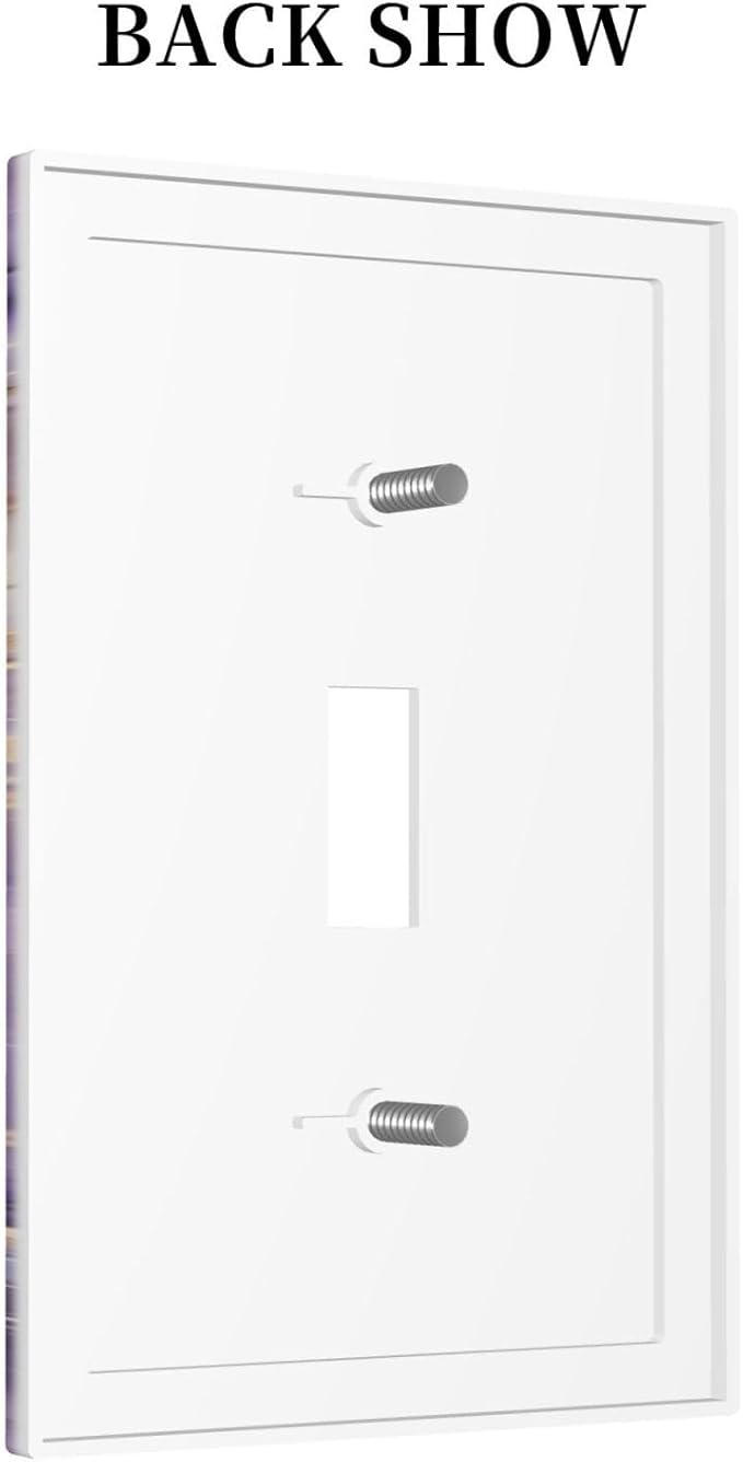 Luxury Marble Texture Purple And Gold Abstract Print Decorative Light Switch Cover 1 Gang Single Toggle Device Electrical Faceplate Switchplates Decorator Outlet Wall Plate for Bathroom Home Decor