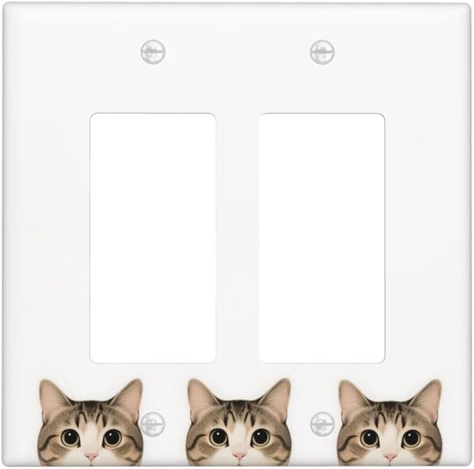 Cat Double Rocker Wall Plate Decorative 2 Gang Light Switch Covers Electrical Switchplate Home Decorate Faceplat for Bathroom Bedroom Kitchen Room 4.5 x 4.5 Inch