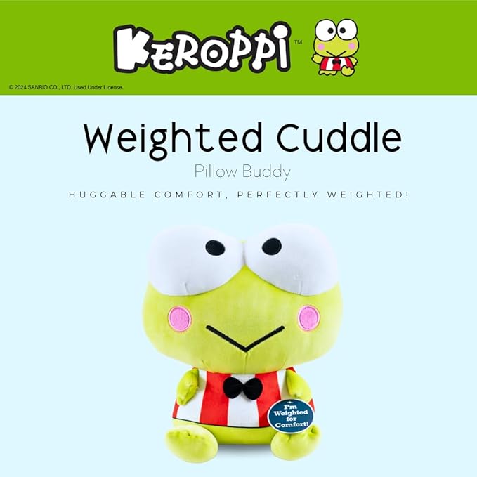 Franco Calm Keroppi Bedding Super Soft Plush Calming 3Lb Weighted Cuddle Pillow Buddy, Comfort Pillow, (Officially Licensed Product)
