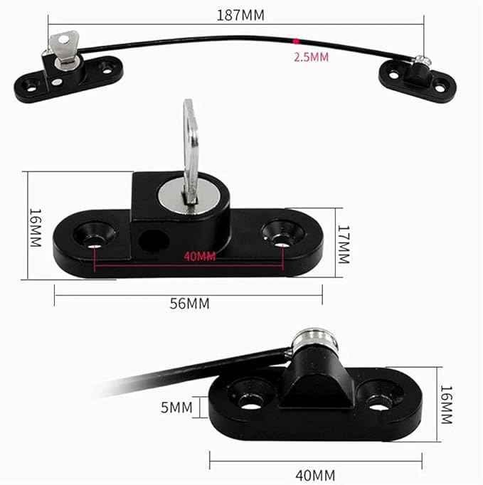 Child Safety Locks Window Door Cable Ventilator Kid Lock Baby Security Locking Keyed Opening Restrictor For Baby Protection Prevent Children Falling Window Lock (2PC Black)