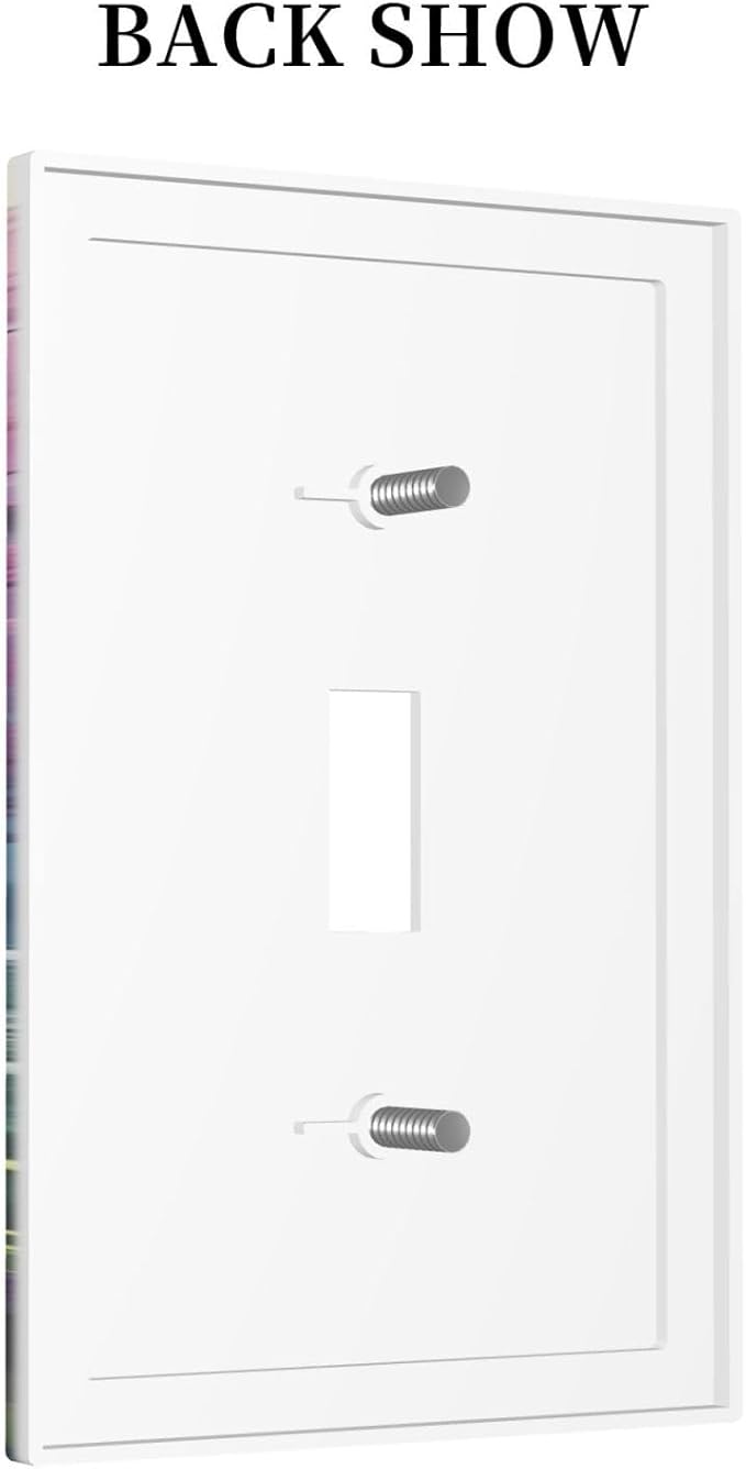 Colorful Forest Snow Mountain River Oil Painting Style Decorative Light Switch Cover 1 Gang Single Toggle Device Electrical Faceplate Switchplates Decorator Outlet Wall Plate for Bedroom Living Room