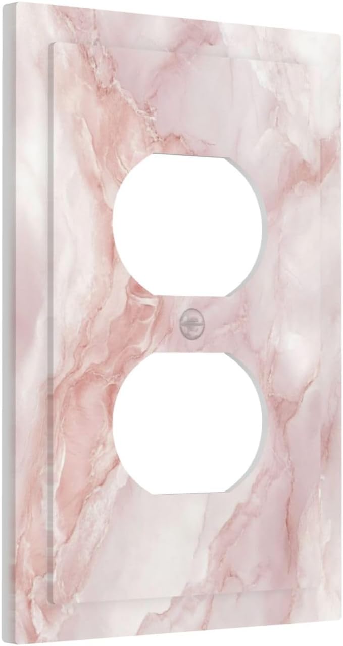 Outlet Covers Pinkish-White Marble Abstract Luxury Elegant 1 Gang Duplex Light Switch Cover Plate Decorative Wall Plates Socket Cover Electrical Switchplate for Bathroom Home Decor