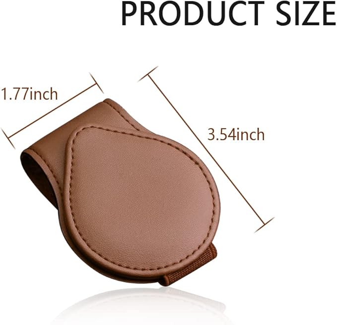 OFBAND Magnetic Sunglass Holder for Visor, PU Leather Car Organizer - Universal Accessory (Brown)