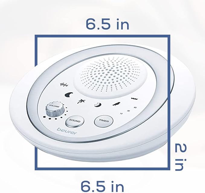 Beurer White Noise Machine, Sound Asleep for Home, Office, Baby Non-Looping Soothing for Relaxation & Portable Travel with Natural Sound Choices & Noise Cancelling, Adjustable Volume, WN50