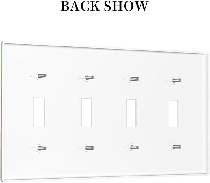 Pixel Style Gamer Themed Grass Block Light Switch Covers Quad Toggle Electrical Faceplate 4 Gang Wall Plate Decorative Switch Plates Cover for Kids Room Office Home Decor