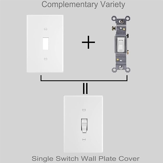 Toggle Light Switch Wall Plate Cover Single Switch Wall Plate 1-Gang Electrical Faceplate, White (10-Pack)