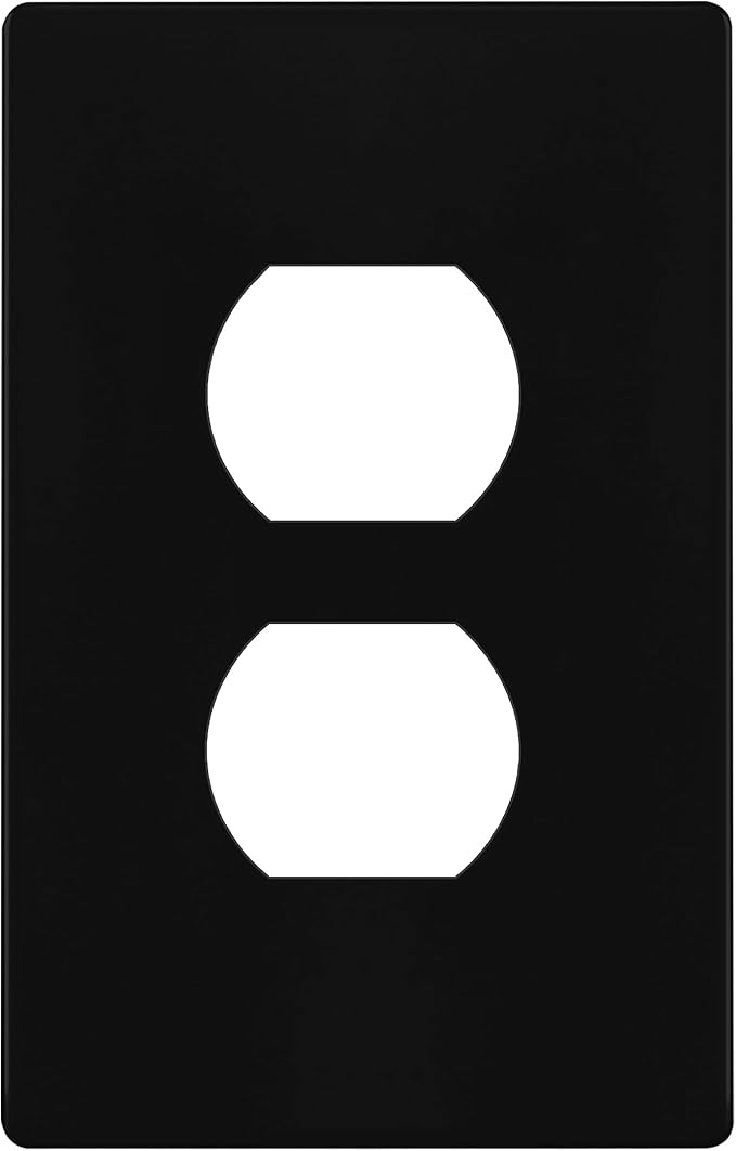 TG Mid-Size Screwless Duplex Wall Plate, Child Safe Receptacle Outlet Cover, Medium Size 1-Gang 4.88" H x 3.11" L, Polycarbonate Thermoplastic, UL Listed, SP-MS1-BK, Black (1 Pack)
