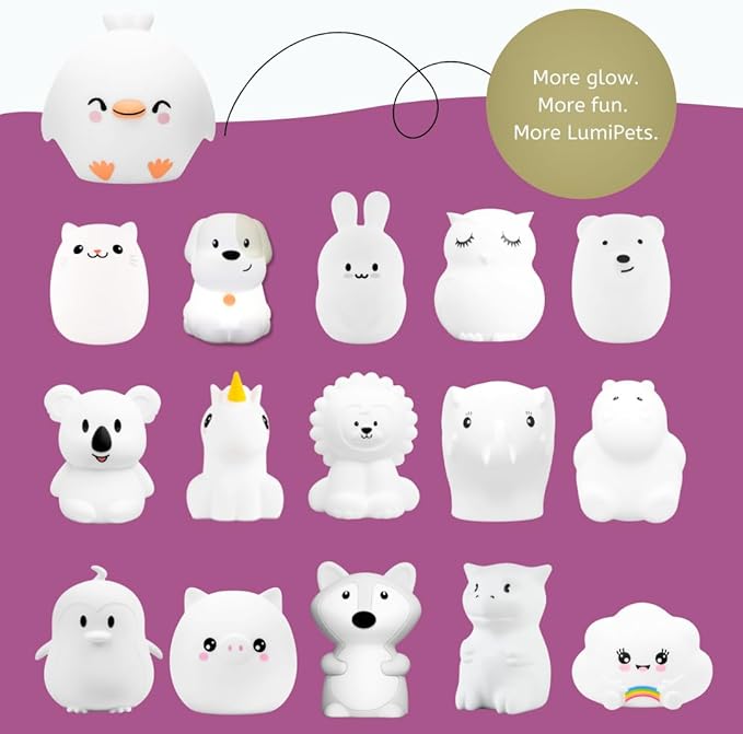 Lumipets Clara the Chick Squishy Silicone Night Light for Kids | Cute Night Light with Remote & Touch Control for Baby & Toddler Bedrooms | Color Changing Portable Animal Nightlight | Soft Mood Lamp