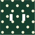 Hunter Green Polka Dot Double Toggle Switch Cover - 2-Gang Standard US Size Retro Preppy Light Switch Covers, Vintage Emerald Dot for All Room Home Decor