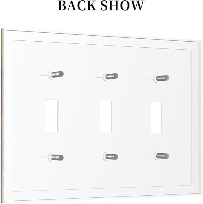 Pixel Style Gamer Themed Grass Block Decorative Switch Plates 3 Gang Wall Plate Triple Toggle Light Switch Cover Faceplate Electrical Wall Panels for Kids Room Office Home Decor
