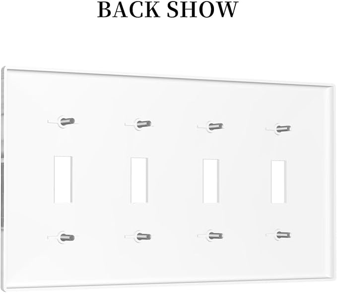 Ink Painting Marble Black White Abstract Luxurious Print Light Switch Covers Quad Toggle Electrical Faceplate 4 Gang Wall Plate Decorative Switch Plates Cover for Kitchen Office Decor