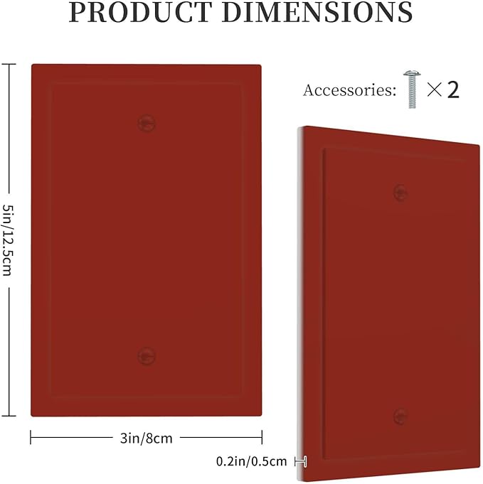 Red Decorative 1 Gang Blank Wall Plate, One Gang Wine/Brown Red No Device Light Switch Cover Electric Unused Switch Face Wallplate Covers