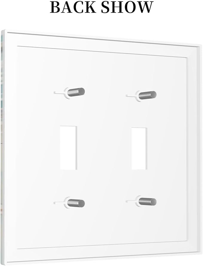 Decorative Switch Plates Ocean Waves Starfish Conch Scallop Shell 2 Gang Double Toggle Outlet Light Switch Cover Wall Plate Electrical Faceplate For Kids Room Nursery Decor