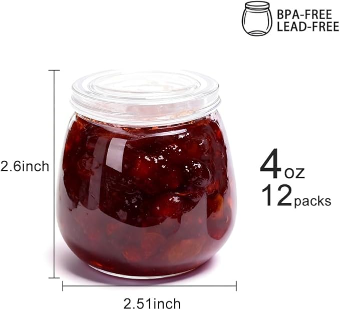 Baby Food Storage Containers,12 Pack Baby Food Containers with Lids,4 oz Glass Baby Food Jars,Small Snack Containers for Toddlers,Thickened Baby Food Storage Containers for Infant and Baby