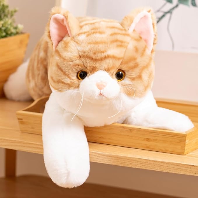 SNOWOLF Weighted Stuffed Animals Cat, Plushies Orange Cat, Cat Plush Toy with Himalayan Salt for Warmth & Comfort, Cute Soft Kitten Doll Gift for Boys, Girls, Women, 1.5 LBs