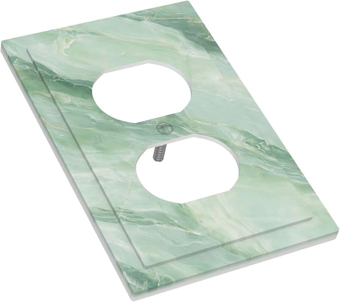 Outlet Covers Green Marble Pattern 1 Gang Duplex Light Switch Cover Plate Decorative Switch Plate Covers Electrical Socket Cover for Home Bedroom Decor