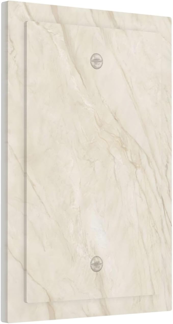 White Taupe Marble Abstract Luxury Light Switch Cover Plate 1 Gang No Device Blank Electrical Wall Plates Faceplate Decorative Switch Plate Covers for Bathroom Kitchen Home Decor