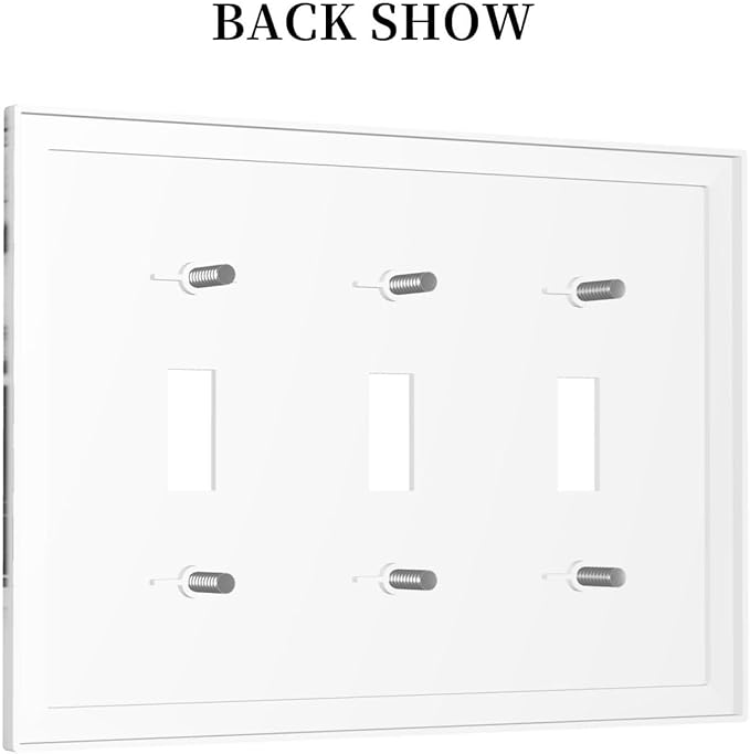 Ink Painting Marble Black White Abstract Luxurious Print Decorative Switch Plates 3 Gang Wall Plate Triple Toggle Light Switch Cover Faceplate Electrical Wall Panels for Kitchen Office Decor