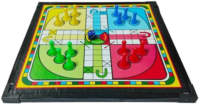 Snakes and Ladders Board Game, Ludo Board Game 2 in 1 Classic Game Set 2-4 Players Famliy Dice Games 12 Inch