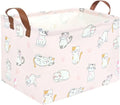 FXOLCSHE Rectangular Pink Cat Baskets,Cute Kids Toy Storage Basket Bin,Pink Gift Organizer,Toys Box,Toy Organizer,Baby Nursery,Empty Rectangular Cat Room Decor(Pink Cats)