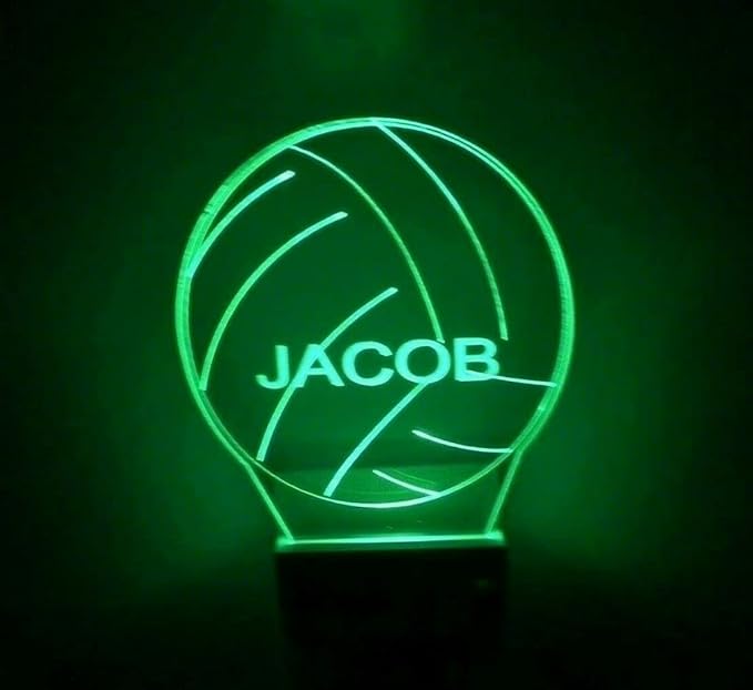 Night Light Multi Color Personalized LED Plug-in, Ultra-Slim Touch Night Light with Smart Dusk to Dawn Sensor, Kids Children's Bedroom, Kitchen, Bathroom, Hallway, Play Room Variations (Volleyball)