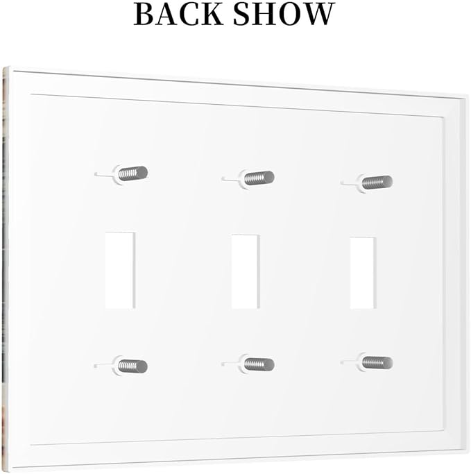 Decorative Switch Plates Rooster Flowers Red White Chicken Floral 3 Gang Wall Plate Triple Toggle Light Switch Cover Faceplate Electrical Wall Panels for living Room Farmhouse Decor