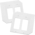 2-Gang Decorator Wall Plate Cover Double Switch Outlet Electrical Faceplate for Light Switche, Smart Switch, Receptacle, Dimmers, USB Outlet, GFCI, White (10-Pack)