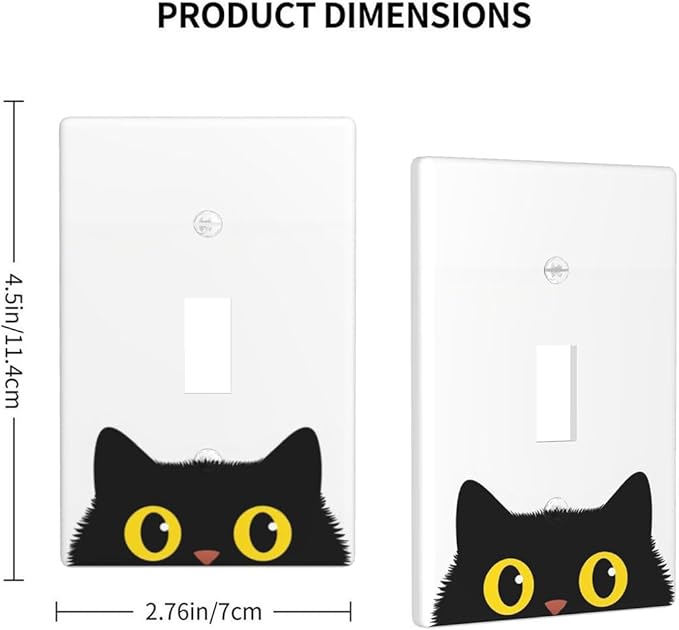 Cute Black Cat 1-Gang Toggle Light Switch Plate, Cartoon Cat Pet Lover Wall Plate for Bedroom, Bathroom & Living Room