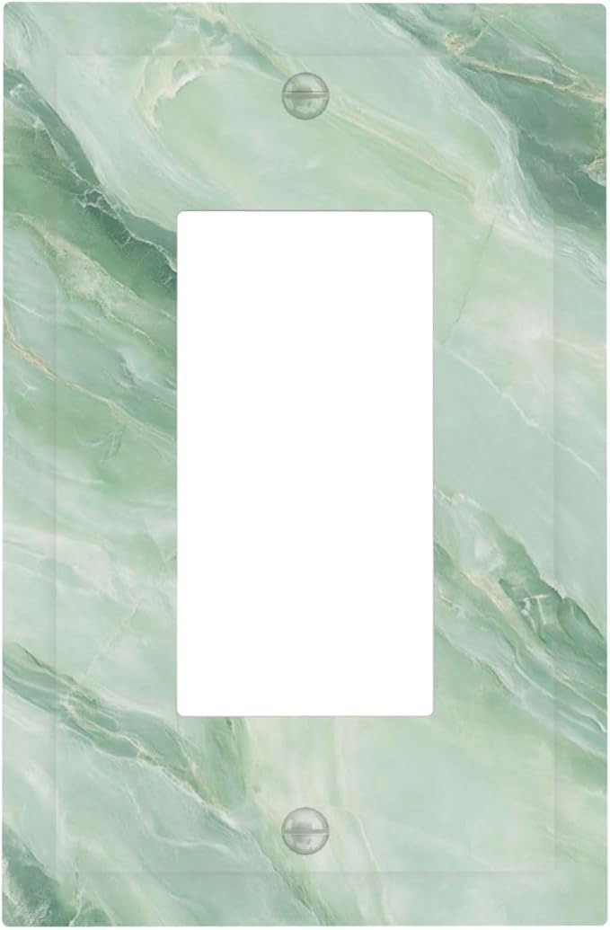 Decorative Outlet Covers Green Marble Pattern 1 Gang Single Rocker Light Switch Cover Plate GFCI Wall Plates Electrical Switch Plate Cover for Home Bedroom Decor