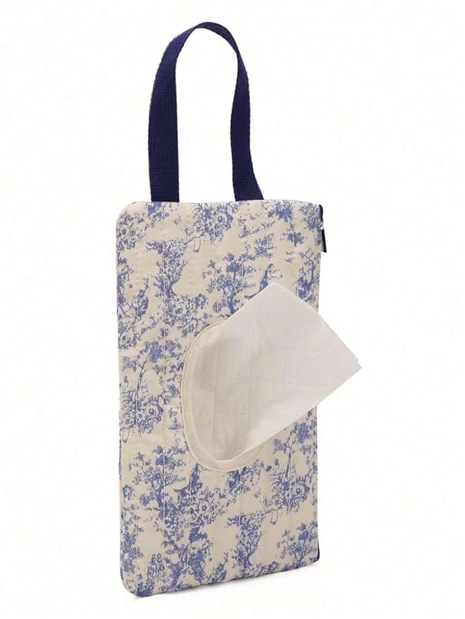 Quilted Baby Wipe Holder Quilted Wipe Pouch Portable Hanging Floral Wet Wipes Bag for Car, Stroller
