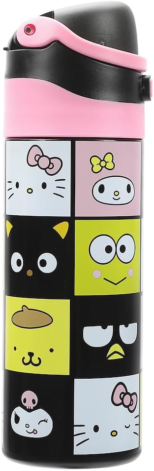 Hello Kitty & Friends Character Face Squares 24 Oz Stainless Steel Water Bottle