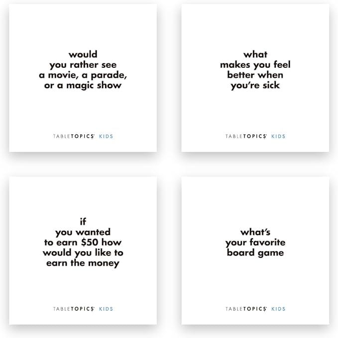 TableTopics to GO Kids - 40 Conversation Cards for Kids, Family Game Night, Family Dinner, Road Trip - Great Gift for Kids to Start a Fun Memorable Conversation.