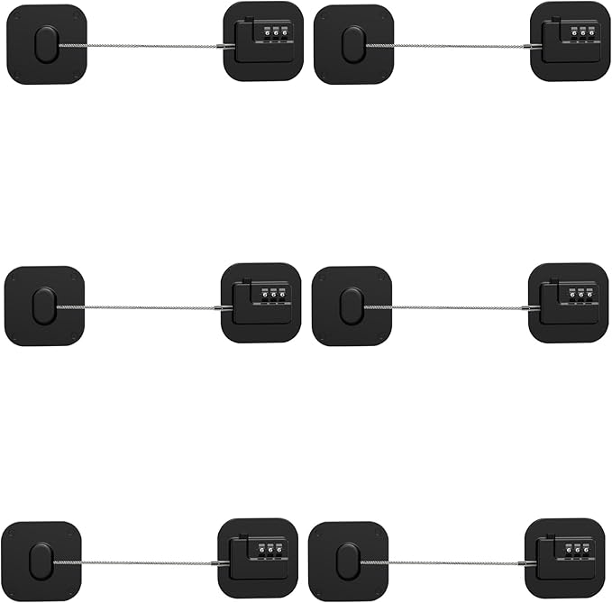 Refrigerator Lock, Combination Lock for Refrigerator Cabinets, Drawers, Heavy Duty Fridge Lock, Easy Install No Keys Needed, Black (Black-6Pack)