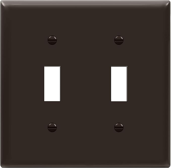 ENERLITES Double Toggle Switch Cover, Two Gang Light Switch Wall Plate, Standard Size 2-Gang 4.5" x 4.5", Unbreakable Polycarbonate Thermoplastic, UL Listed, 8812-BR, Brown