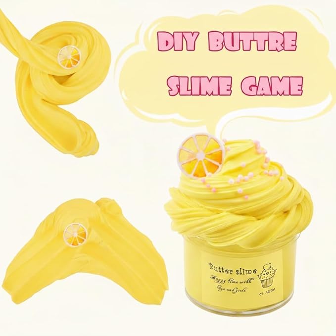 9 Pack Slime Kit with 3 Jelly Cube, 3 Butter & 3 Cloud Slime, Non-Sticky DIY Sensory Toys for Stress Relief, Kids Party Gift for Girls and Boys
