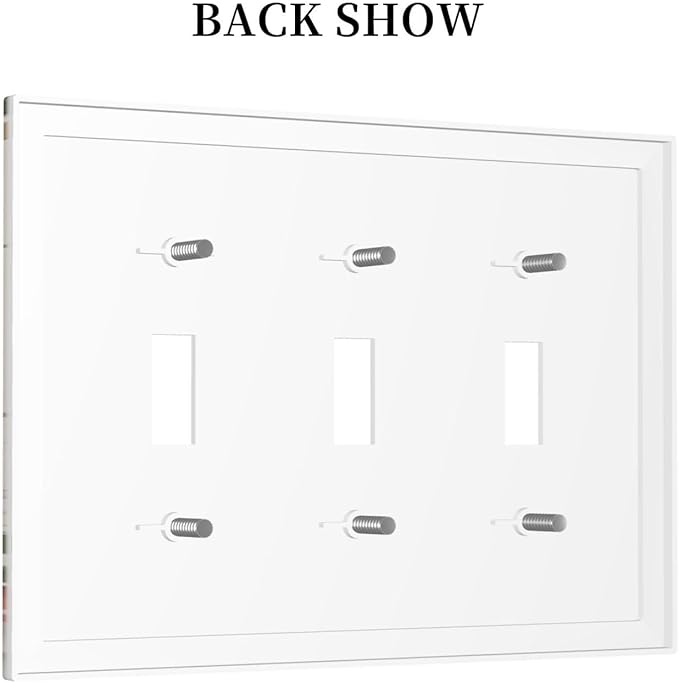 Boho Mushroom Forest Plants Wildflowers Insects Decorative Switch Plates 3 Gang Wall Plate Triple Toggle Light Switch Cover Faceplate Electrical Wall Panels for Kids Room Home Decor