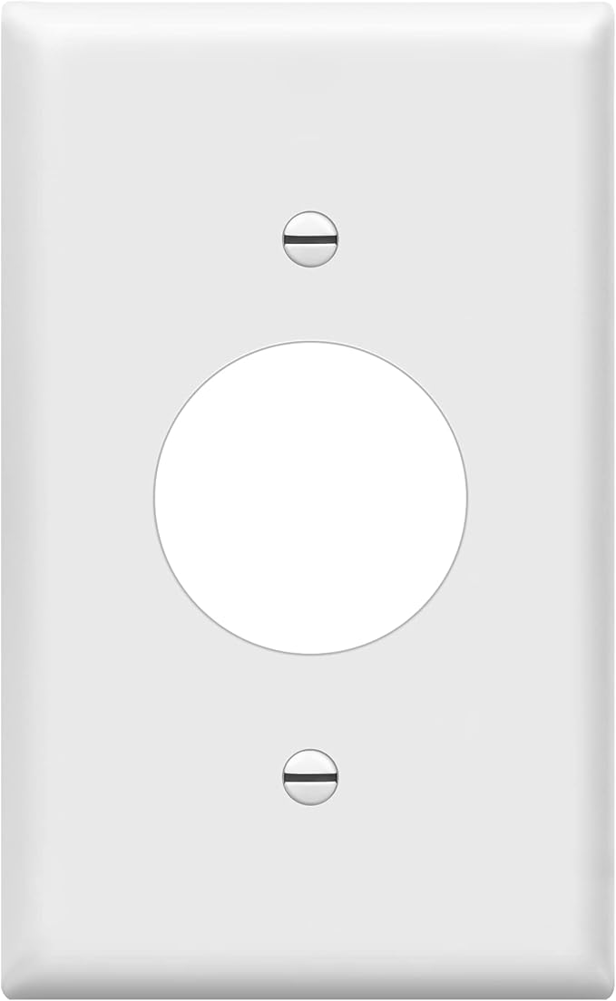 ENERLITES 1.406" Hole Single Receptacle Outlet Wall Plate, Size 1-Gang 4.50" x 2.76", Polycarbonate Thermoplastic, 8851-W, White
