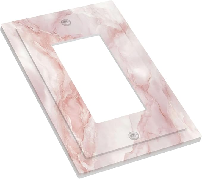 Outlet Covers Pinkish-White Marble Abstract Luxury Elegant 1 Gang Single Rocker Light Switch Cover Plate Decorative GFCI Wallplates Socket Cover Electrical Switch Plate Covers for Bathroom Home