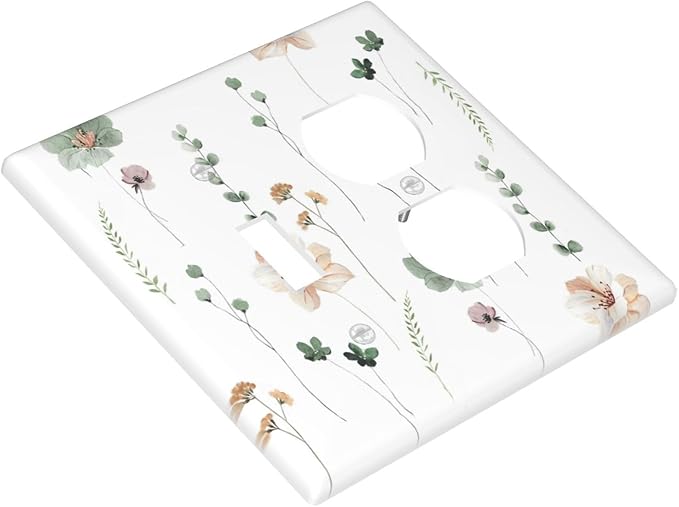 Wallplates Watercolor Floral Botanical Flowers 1 Toggle 1 Duplex Switch Plate Electrical Gfci Faceplate Decorative Light Switch Covers For Living Room Bed Room Decor