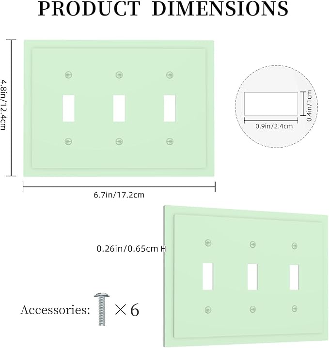 Green 3 Gang Light Switch Plate Decorative Triple Toggle Wall Plate Cover Electrical Faceplate Switch Face Plate
