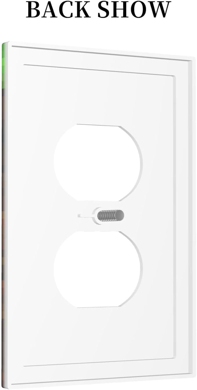Outlet Covers Pixel Grass Block 1 Gang Duplex Light Switch Cover Plate Decorative Wall Plates Electrical Switchplate Receptacle for Kids Room Home Decor（2 Pack）