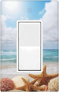 Ocean Beach Starfish 1-Gang Rocker Wall Plate, Blue Sky Clouds Switch Plate for Bathroom, Home, Beach House & Sunroom