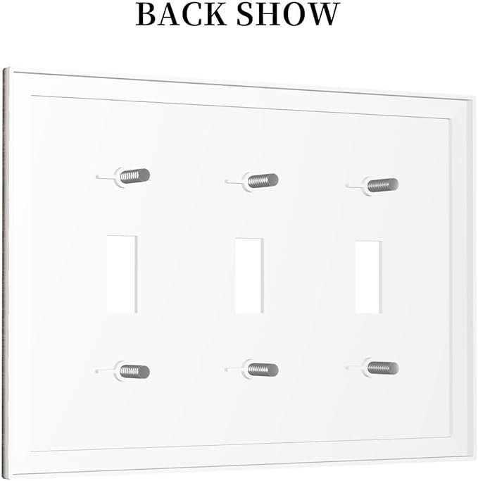 Decorative Switch Plate Cover with Rustic Dark Wood Grain & Vintage Style Design 3 Gang Artistic Wall Plate Unique Triple Toggle Light Switch Covers for Kitchen/Living Room