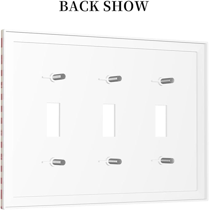 Retro Circus Sparkling Red White Lines Mid Century Decorative Switch Plates 3 Gang Wall Plate Triple Toggle Light Switch Cover Faceplate Electrical Wall Panels for Farmhouse Home Decor