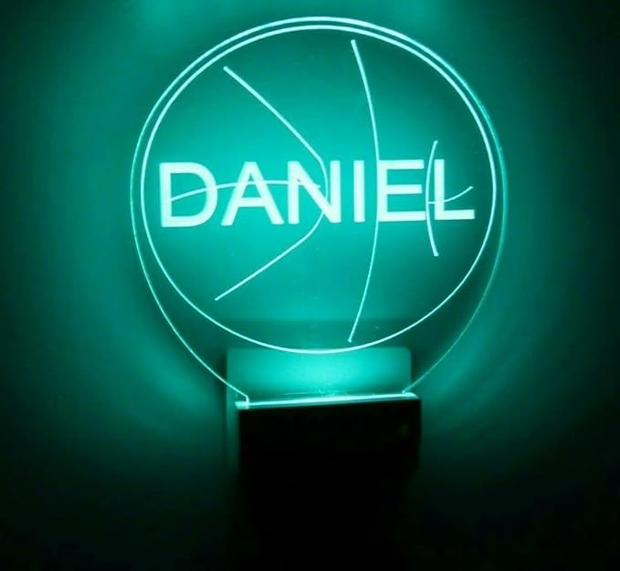 Night Light Multi Color Personalized LED Plug-in, Ultra-Slim Touch Night Light Smart Dusk to Dawn Sensor, Kids Children's Bedroom Kitchen Bathroom Hallway Play Room Variations (Basketball)