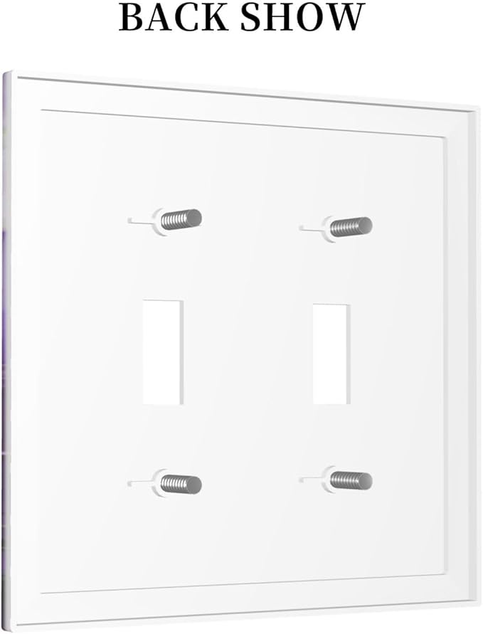 Decorative Light Switch Cover Abstract Luxury Purple Gold Marble Textures 2 Gang Wall Plate Oversized Double Toggle Two Switch Wall Cover Dual Device Electrical Face Plate