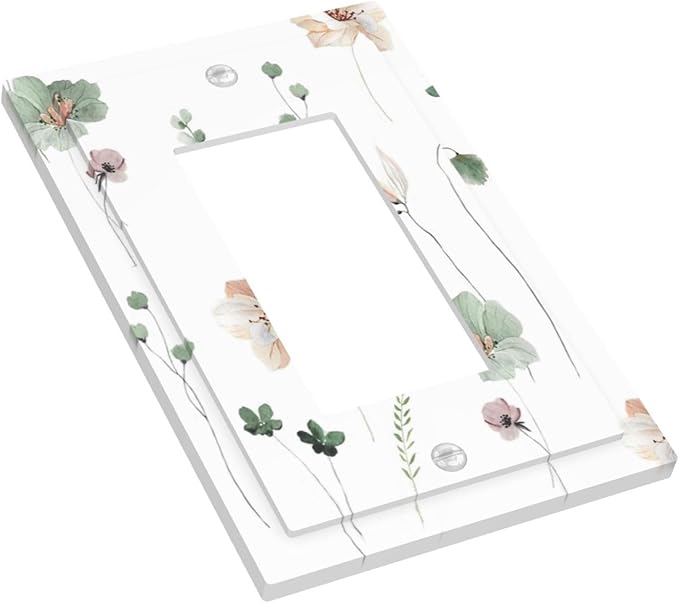 Decorative Outlet Covers Watercolor Floral Botanical Flowers 1 Gang Single Rocker Light Switch Cover Plate Wall Plates Gfci Faceplate For Living Room Bed Room Decor