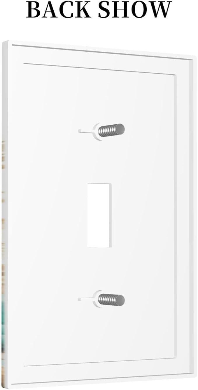 Decorative Light Switch Cover Plate - Butterfly on Blue Daisy Flower Floral Golden Leaf 1 Gang Oversized Single Toggle Wall Cover Jumbo Electrical Face Plate