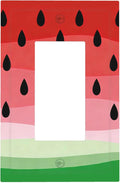 Gradient Watermelon Slice & Seeds Single Rocker Switch Cover - 1-Gang Standard US Size Summer Freshness Playful Fruit Design Light Switch Covers for Kitchen Decor